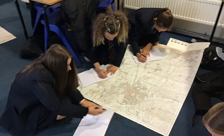 Image of Year 7 practise their mapwork skills and year 8 pupils conduct microclimate fieldwork in Geography